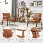 Yaheetech gestoffeerde bouclé-accentstoel, fauteuil met poten van massief hout - 24.5 L  28 W  29 H