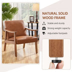 Yaheetech gestoffeerde bouclé-accentstoel, fauteuil met poten van massief hout - 24.5 L  28 W  29 H