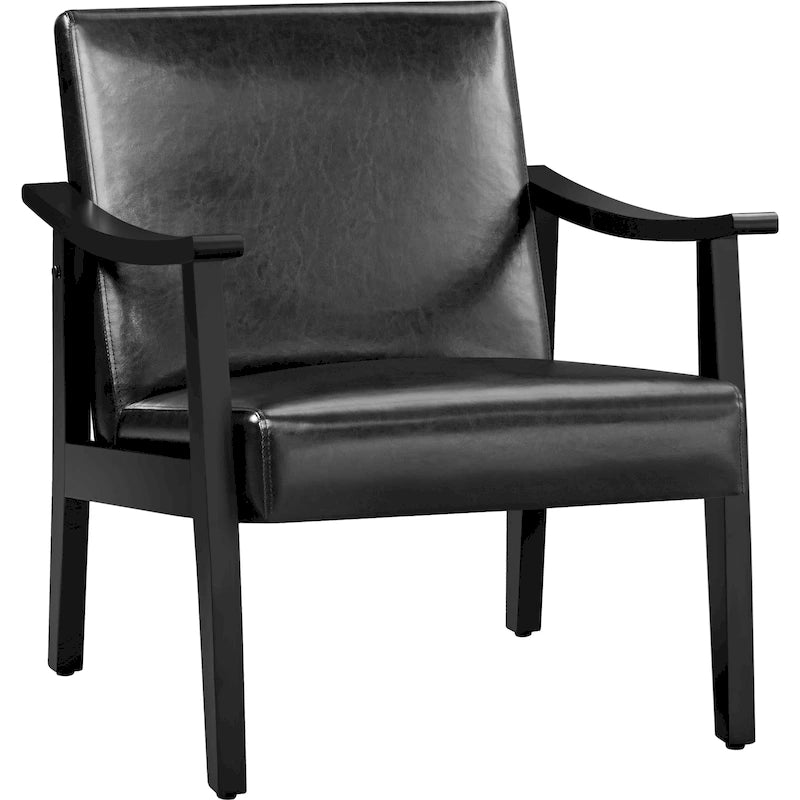 Yaheetech gestoffeerde bouclé-accentstoel, fauteuil met poten van massief hout - 24.5 L  28 W  29 H
