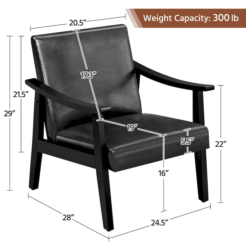 Yaheetech gestoffeerde bouclé-accentstoel, fauteuil met poten van massief hout - 24.5 L  28 W  29 H