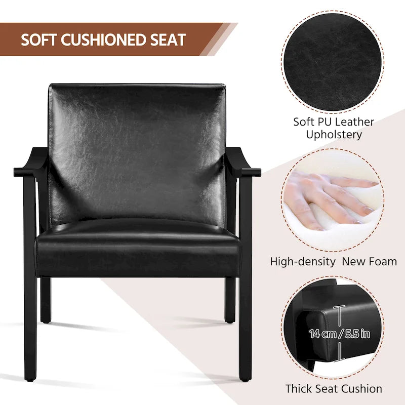 Yaheetech gestoffeerde bouclé-accentstoel, fauteuil met poten van massief hout - 24.5 L  28 W  29 H