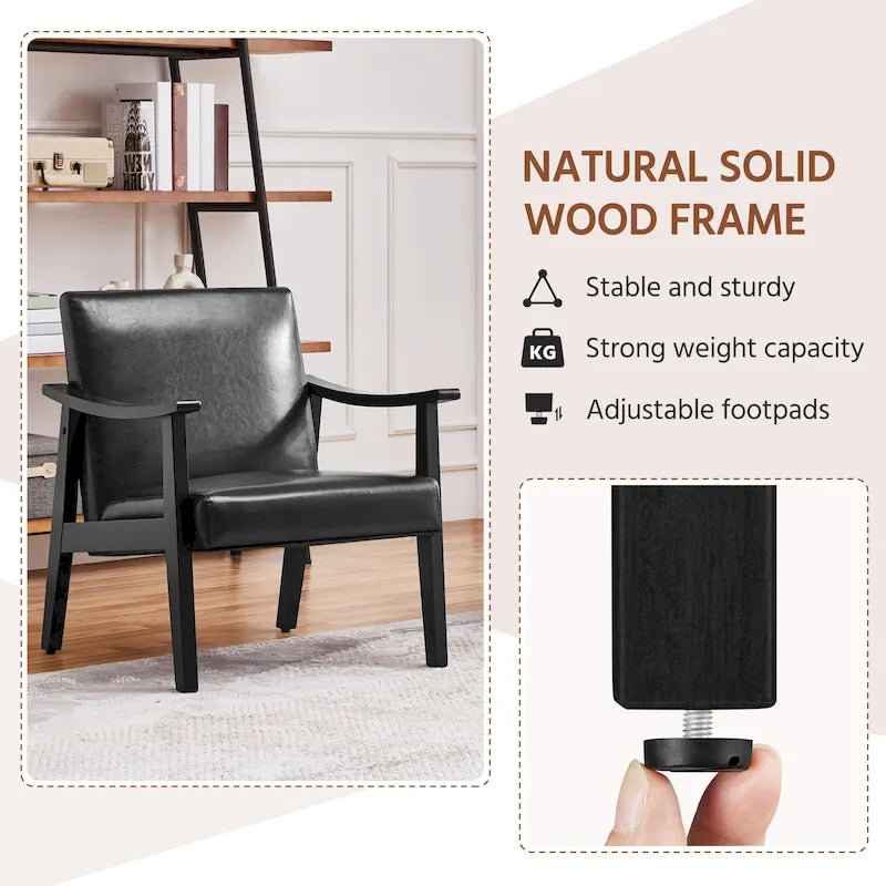 Yaheetech gestoffeerde bouclé-accentstoel, fauteuil met poten van massief hout - 24.5 L  28 W  29 H