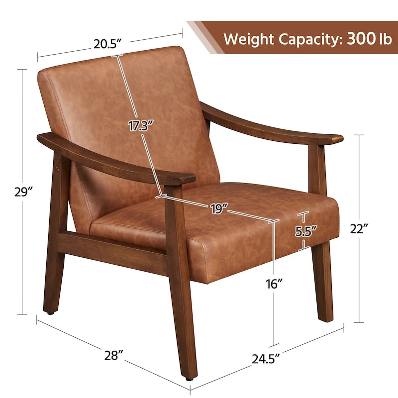 Yaheetech gestoffeerde bouclé-accentstoel, fauteuil met poten van massief hout - 24.5 L  28 W  29 H