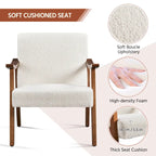 Yaheetech gestoffeerde bouclé-accentstoel, fauteuil met poten van massief hout - 24.5 L  28 W  29 H