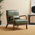 Glitzhome Polstersessel im Mid-Century-Modern-Stil aus PU-Leder mit Kissen – 25.75W x 33.75D x 30.75H