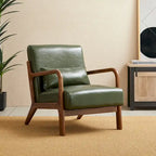 Glitzhome Polstersessel im Mid-Century-Modern-Stil aus PU-Leder mit Kissen – 25.75W x 33.75D x 30.75H