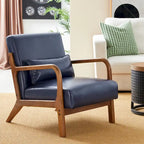 Glitzhome Polstersessel im Mid-Century-Modern-Stil aus PU-Leder mit Kissen – 25.75W x 33.75D x 30.75H