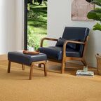 Glitzhome Polstersessel im Mid-Century-Modern-Stil aus PU-Leder mit Kissen – 25.75W x 33.75D x 30.75H