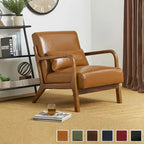Glitzhome Polstersessel im Mid-Century-Modern-Stil aus PU-Leder mit Kissen – 25.75W x 33.75D x 30.75H