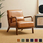 Glitzhome Polstersessel im Mid-Century-Modern-Stil aus PU-Leder mit Kissen – 25.75W x 33.75D x 30.75H