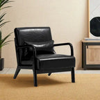 Glitzhome Polstersessel im Mid-Century-Modern-Stil aus PU-Leder mit Kissen – 25.75W x 33.75D x 30.75H
