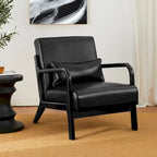 Glitzhome Polstersessel im Mid-Century-Modern-Stil aus PU-Leder mit Kissen – 25.75W x 33.75D x 30.75H
