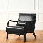 Glitzhome Polstersessel im Mid-Century-Modern-Stil aus PU-Leder mit Kissen – 25.75W x 33.75D x 30.75H
