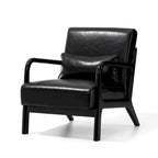 Glitzhome Polstersessel im Mid-Century-Modern-Stil aus PU-Leder mit Kissen – 25.75W x 33.75D x 30.75H