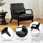 Glitzhome Polstersessel im Mid-Century-Modern-Stil aus PU-Leder mit Kissen – 25.75W x 33.75D x 30.75H