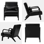 Glitzhome Polstersessel im Mid-Century-Modern-Stil aus PU-Leder mit Kissen – 25.75W x 33.75D x 30.75H