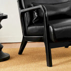 Glitzhome Polstersessel im Mid-Century-Modern-Stil aus PU-Leder mit Kissen – 25.75W x 33.75D x 30.75H