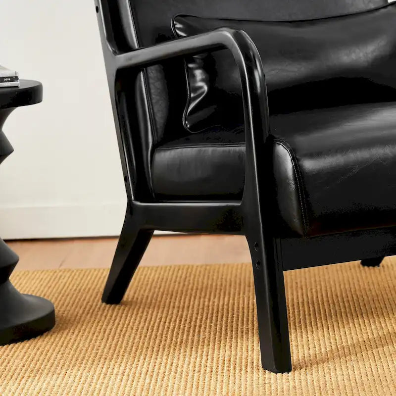 Glitzhome Polstersessel im Mid-Century-Modern-Stil aus PU-Leder mit Kissen – 25.75W x 33.75D x 30.75H