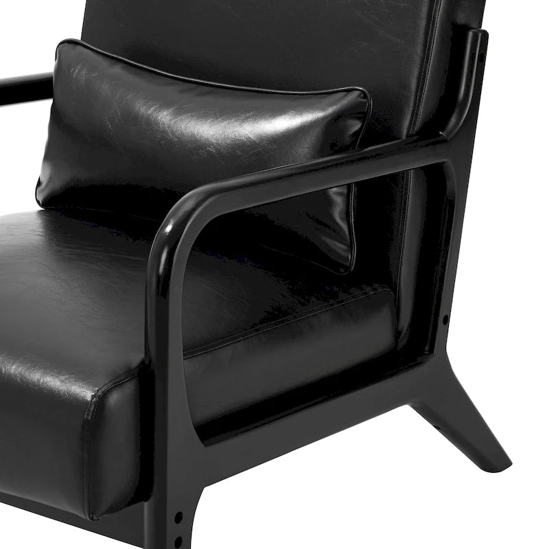 Glitzhome Polstersessel im Mid-Century-Modern-Stil aus PU-Leder mit Kissen – 25.75W x 33.75D x 30.75H