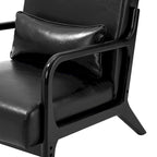 Glitzhome Polstersessel im Mid-Century-Modern-Stil aus PU-Leder mit Kissen – 25.75W x 33.75D x 30.75H
