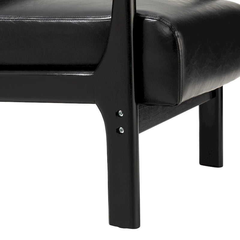Glitzhome Polstersessel im Mid-Century-Modern-Stil aus PU-Leder mit Kissen – 25.75W x 33.75D x 30.75H