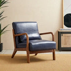 Glitzhome Polstersessel im Mid-Century-Modern-Stil aus PU-Leder mit Kissen – 25.75W x 33.75D x 30.75H