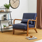 Glitzhome Polstersessel im Mid-Century-Modern-Stil aus PU-Leder mit Kissen – 25.75W x 33.75D x 30.75H