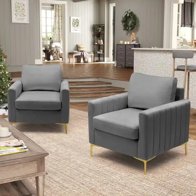 Sillón club tapizado, sillón decorativo de terciopelo con reposabrazos, cómodo sofá — consulte la imagen