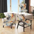 Designart Marble Serenity Colorful Gray Watercolor Waves I Upholstered Abstract Shapes Accent Chair and Modern Arm Chair