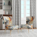 Designart „Marble Serenity“ farbenfroher grauer Aquarellwellen-I-Akzentsessel mit gepolsterten abstrakten Formen und moderner Armlehnsessel