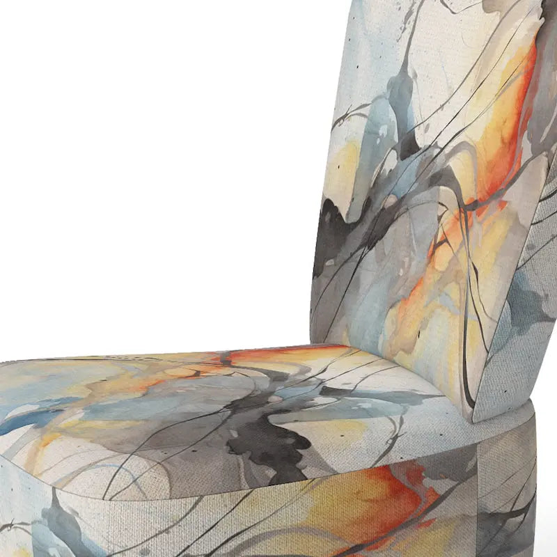 Designart „Marble Serenity“ farbenfroher grauer Aquarellwellen-I-Akzentsessel mit gepolsterten abstrakten Formen und moderner Armlehnsessel