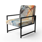 Designart „Marble Serenity“ farbenfroher grauer Aquarellwellen-I-Akzentsessel mit gepolsterten abstrakten Formen und moderner Armlehnsessel