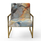 Designart „Marble Serenity“ farbenfroher grauer Aquarellwellen-I-Akzentsessel mit gepolsterten abstrakten Formen und moderner Armlehnsessel