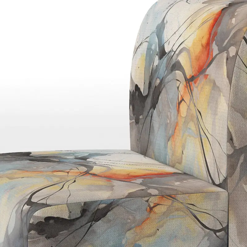Designart „Marble Serenity“ farbenfroher grauer Aquarellwellen-I-Akzentsessel mit gepolsterten abstrakten Formen und moderner Armlehnsessel