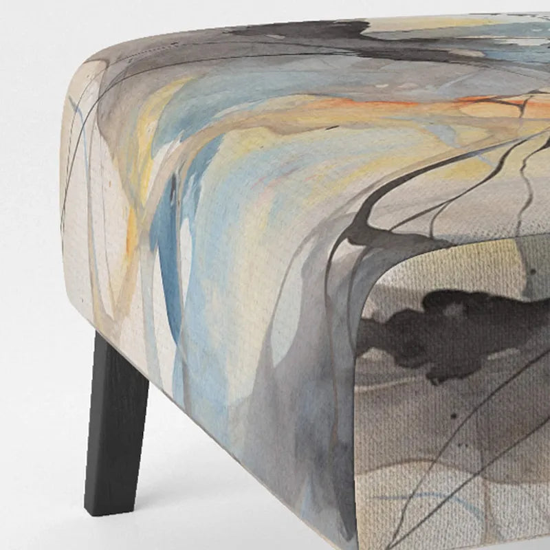 Designart „Marble Serenity“ farbenfroher grauer Aquarellwellen-I-Akzentsessel mit gepolsterten abstrakten Formen und moderner Armlehnsessel
