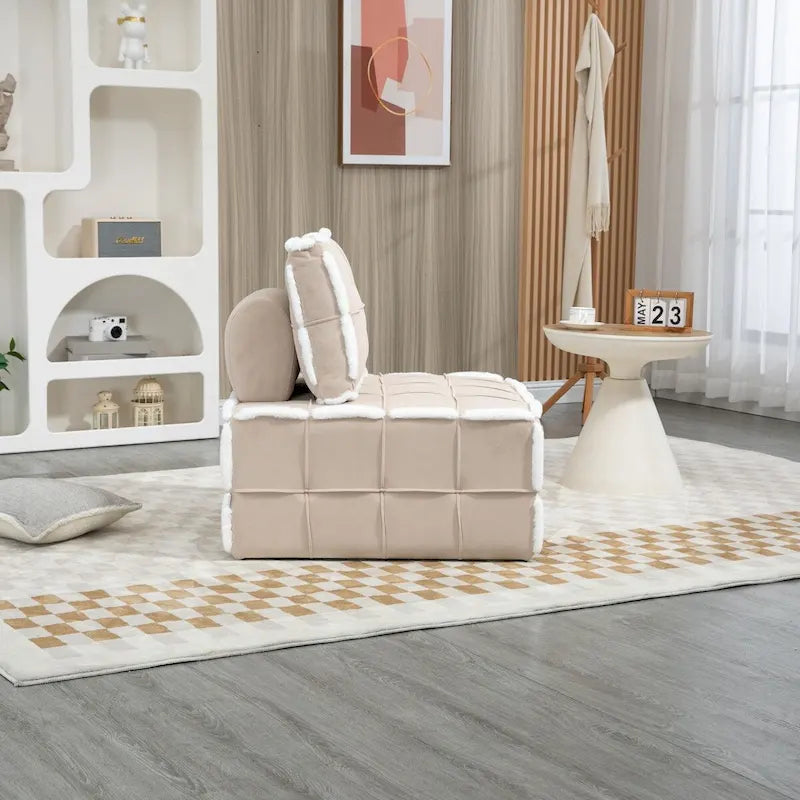 Upholstered Deep Seat Armless Chair Accent Single Lazy Sofa Lounge