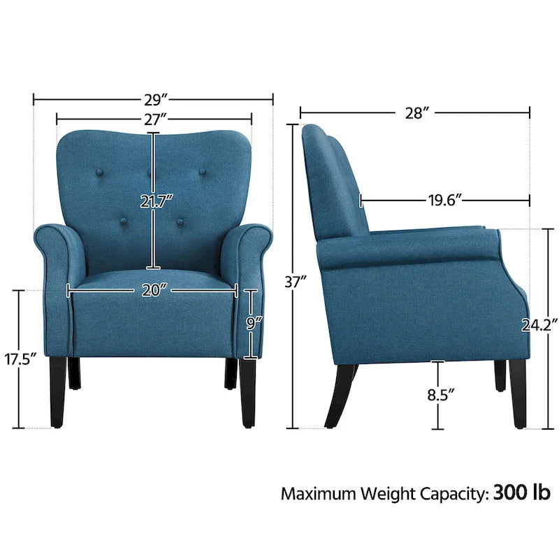 Yaheetech Modern Polyester Fabrics Upholstered Accent Chair Single Sofa for Living Room
