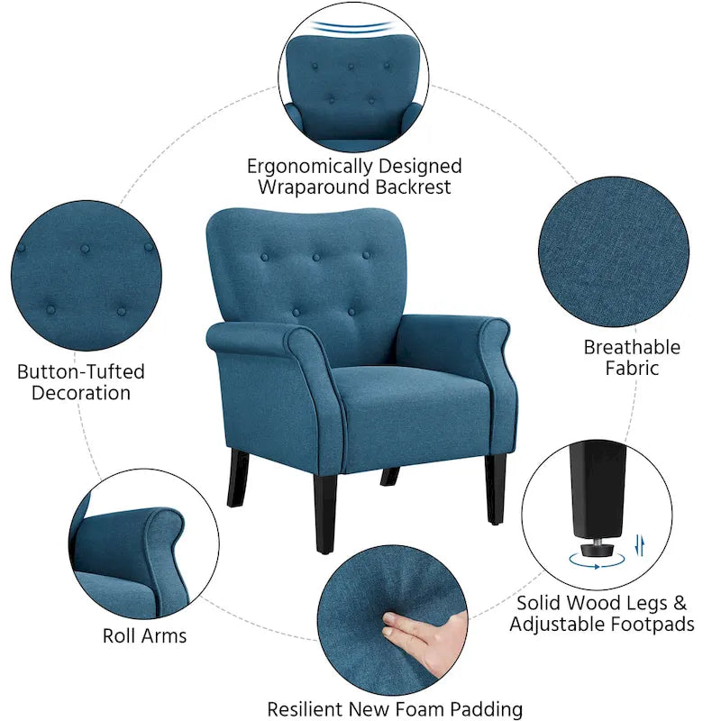 Yaheetech Modern Polyester Fabrics Upholstered Accent Chair Single Sofa for Living Room