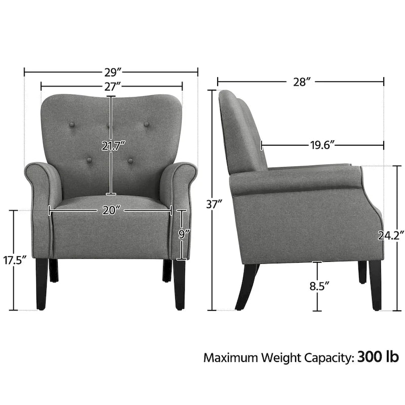 Yaheetech Modern Polyester Fabrics Upholstered Accent Chair Single Sofa for Living Room
