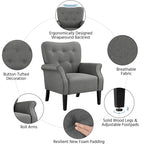 Yaheetech Modern Polyester Fabrics Upholstered Accent Chair Single Sofa for Living Room
