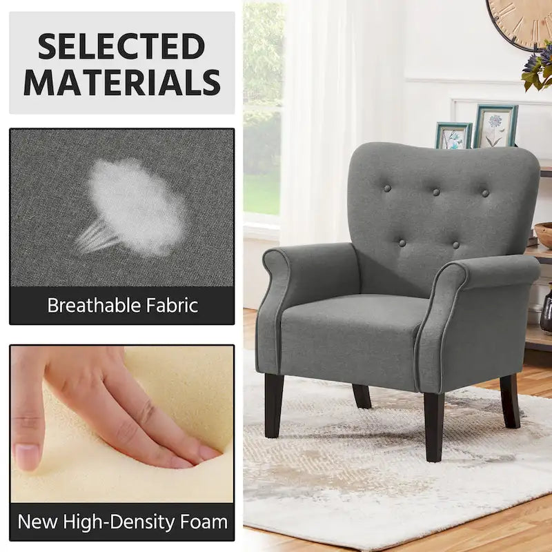 Yaheetech Modern Polyester Fabrics Upholstered Accent Chair Single Sofa for Living Room