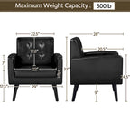 Yaheetech Modern Faux Leather Tufted Accent Chair with Solid Wood Legs - 28.52933