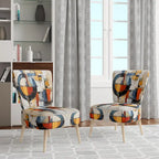 Designart farbenfroher abstrakter Fusion-I-Akzentstuhl im Mid-Century-Stil, gepolsterter Akzentstuhl und moderner Mid-Century-Sessel