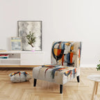 Designart farbenfroher abstrakter Fusion-I-Akzentstuhl im Mid-Century-Stil, gepolsterter Akzentstuhl und moderner Mid-Century-Sessel