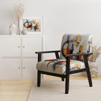 Designart farbenfroher abstrakter Fusion-I-Akzentstuhl im Mid-Century-Stil, gepolsterter Akzentstuhl und moderner Mid-Century-Sessel
