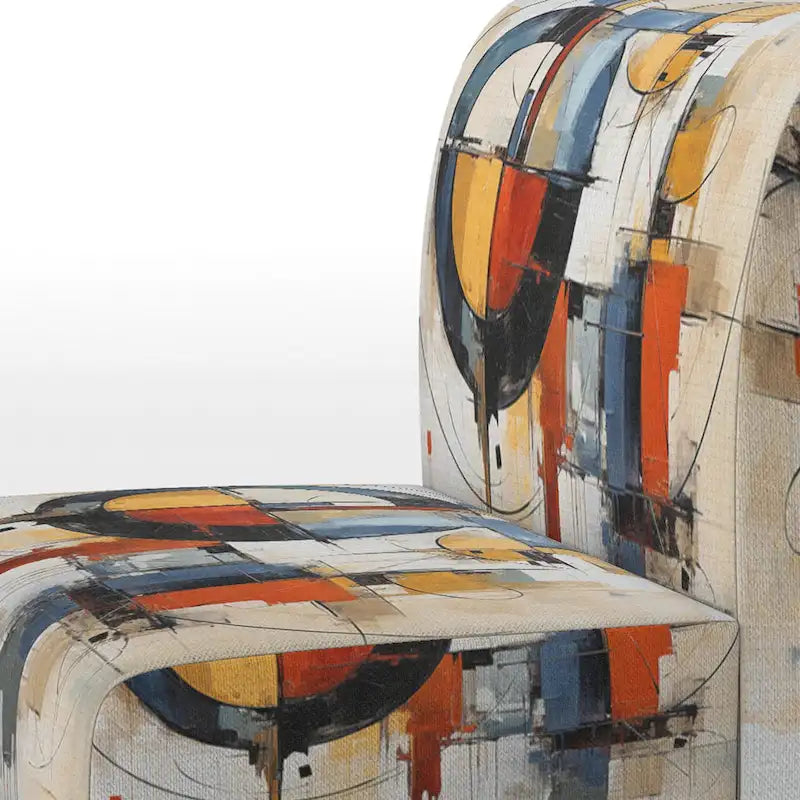 Designart farbenfroher abstrakter Fusion-I-Akzentstuhl im Mid-Century-Stil, gepolsterter Akzentstuhl und moderner Mid-Century-Sessel