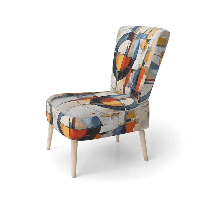 Designart farbenfroher abstrakter Fusion-I-Akzentstuhl im Mid-Century-Stil, gepolsterter Akzentstuhl und moderner Mid-Century-Sessel