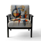 Designart farbenfroher abstrakter Fusion-I-Akzentstuhl im Mid-Century-Stil, gepolsterter Akzentstuhl und moderner Mid-Century-Sessel