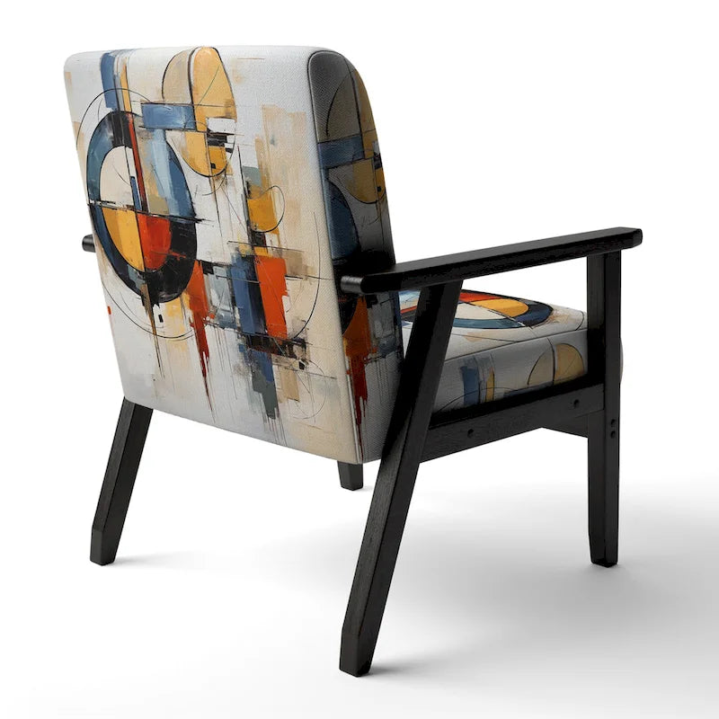 Designart farbenfroher abstrakter Fusion-I-Akzentstuhl im Mid-Century-Stil, gepolsterter Akzentstuhl und moderner Mid-Century-Sessel