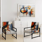 Designart farbenfroher abstrakter Fusion-I-Akzentstuhl im Mid-Century-Stil, gepolsterter Akzentstuhl und moderner Mid-Century-Sessel